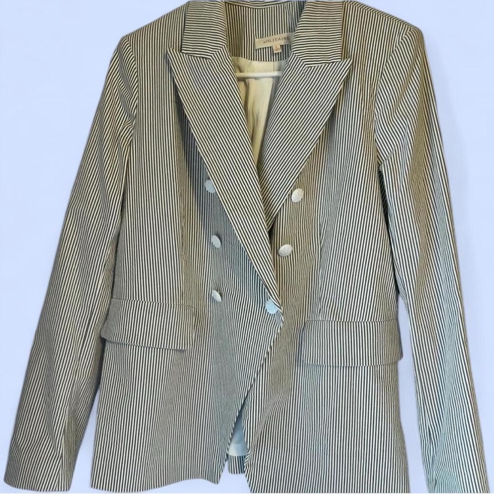 Solitaire Gray and White Striped Blazer